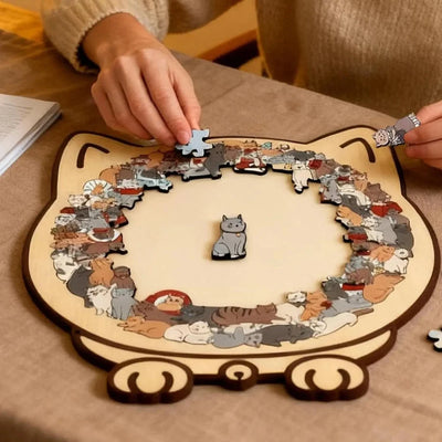 Wooden Cat Puzzle Natural Wood 135 Pieces