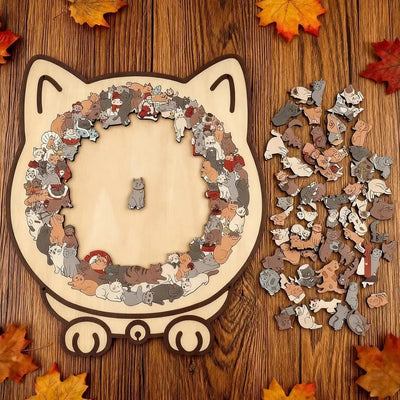Wooden Cat Puzzle Natural Wood 135 Pieces