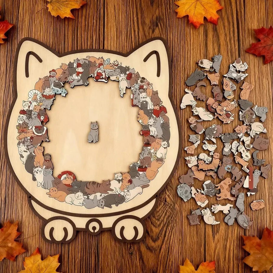 Wooden Cat Puzzle Natural Wood 135 Pieces