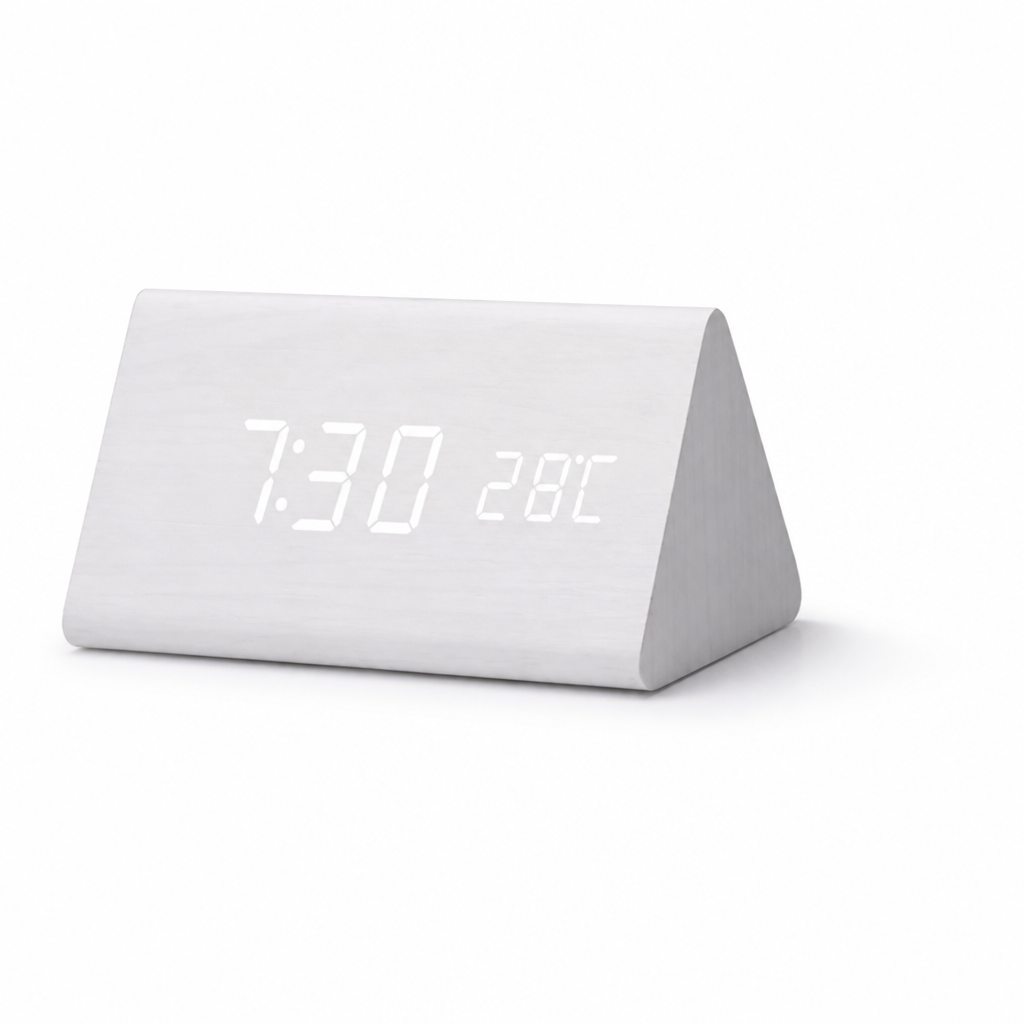 Wooden LED Clock Voice-Activated Adjustable Brightness